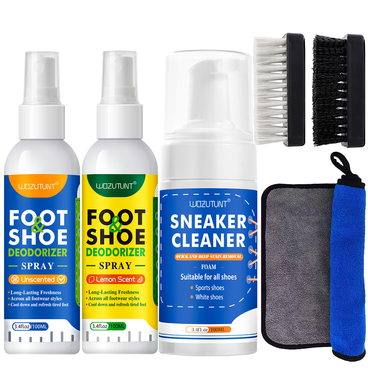 Shoe Cleaning Brush - WOZUTUNT 多機能靴消臭スプレーまたはブラシまたはタオル/白い靴の消臭、消臭、汚れ除去、美白