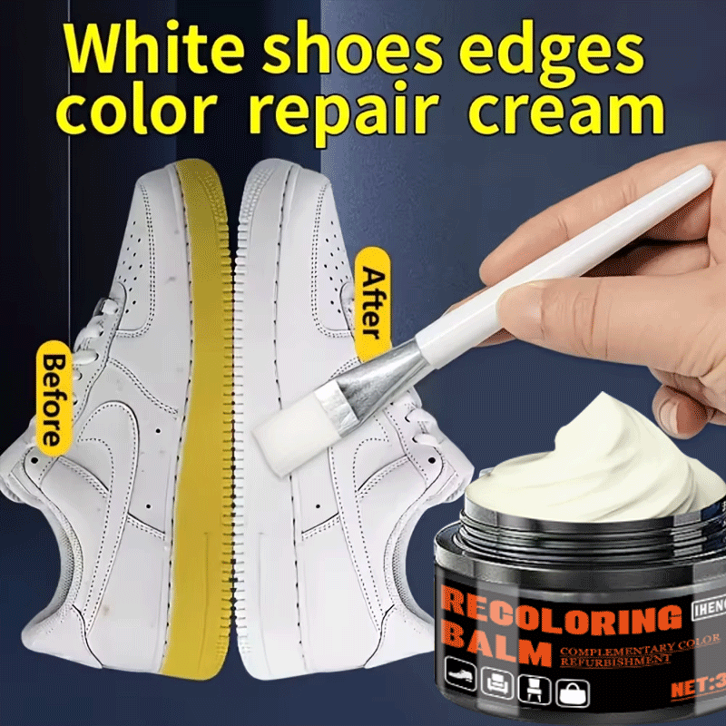 Sneaker Cleaner - 新しいホワイトシューズエッジリペアクリーム 35g - スニーカー、ブーツ、革靴のプロ仕様補修クリーム。塗りやすく、色を補正します。
