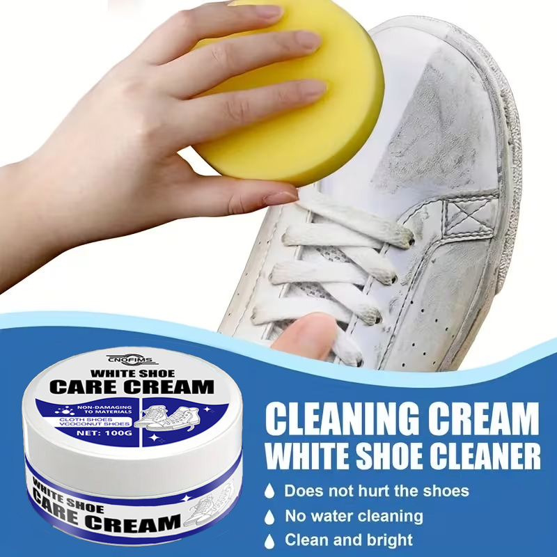 Shoe Cleaner - ホワイトシューズクリーナークリーム：スニーカー、キャンバス、フェイクレザーの汚れ落とし＆ホワイトニング—簡単な洗い流さない処方。