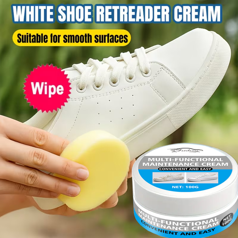 Leather Shoe Polish - 靴磨きクリーム（スポンジ付き）：スニーカー/ブーツ/フェイクレザーを輝かせる—多用途、デリケートな素材にも優しい
