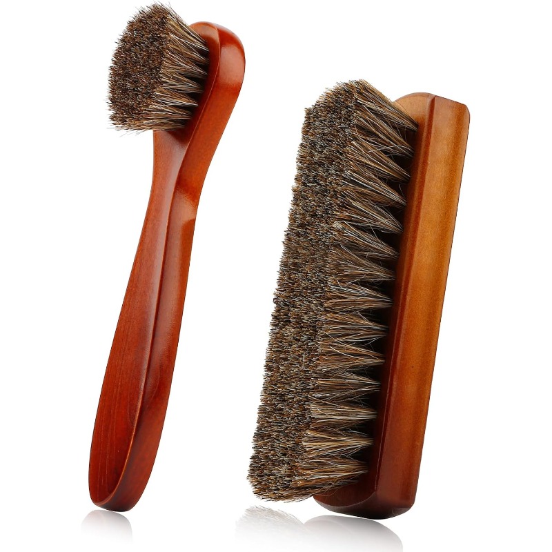 Shoe Cleaning Brush - 新登場！ 高品質な馬毛ブラシ2本セット。靴やブーツの清掃、お手入れに最適。