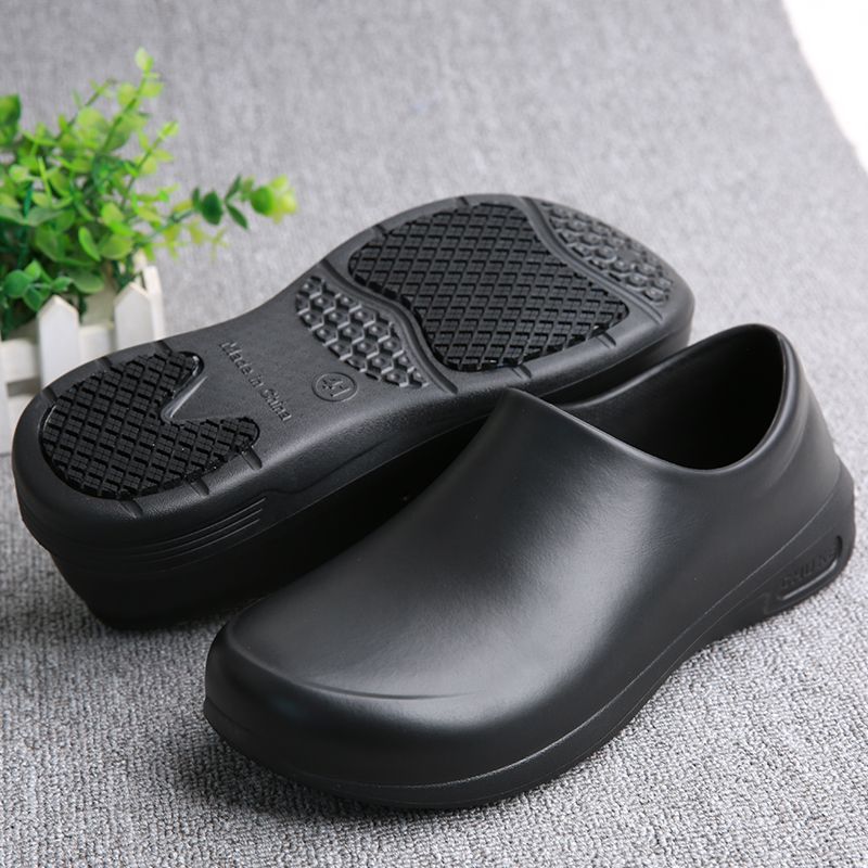 Shoe Cleaner - 男女兼用ノンスリップシェフシューズ - 軽量で快適なスリッポン木製ソールシューズ、EVAアッパー+防水/滑り止めラバーソール - 全天候型作業靴、キッチン、病院、レストラン、ビーチに最適 -