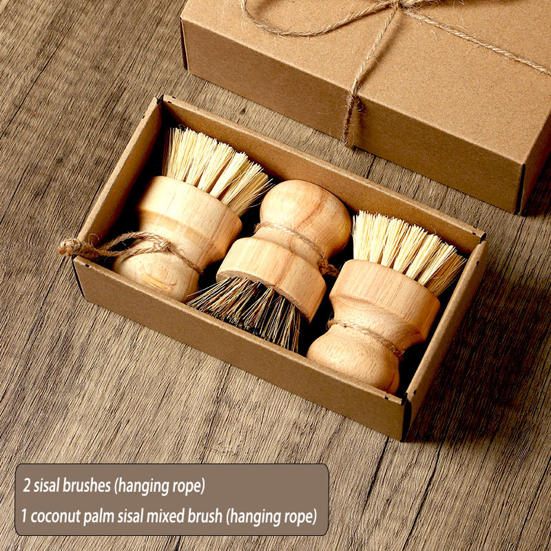 Shoe Cleaning Brush - 靴ブラシギフト、良質な新製品、無垢材のキッチン用食器洗いブラシ、鍋を傷つけないココナッツ製キッチン清掃用サイザルポットブラシ