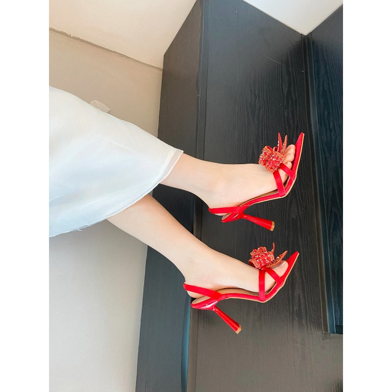 新作レディース ポインテッドトゥ ラインストーンボウ セクシ - Shoe Tree のレビューと価格
