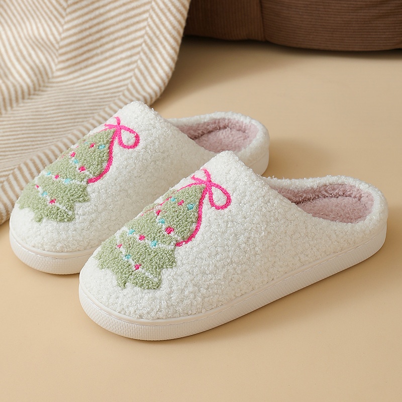 冬のクリスマスツリー柄コットンスリッパ レディース カップル - Shoe Tree のレビューと価格