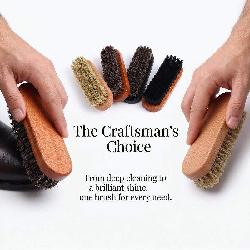 1PC 木製靴ブラシ馬毛の優しいケア革靴のクリーニングと研磨 - Shoe Cleaning Brush のレビューと価格