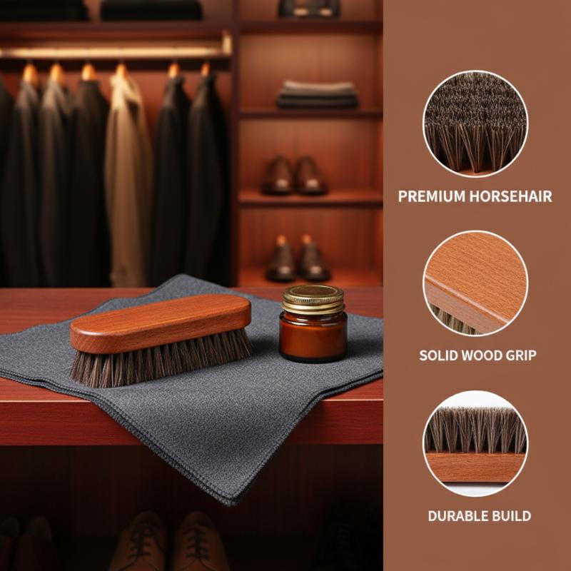 1PC 木製靴ブラシ馬毛の優しいケア革靴のクリーニングと研磨 - Shoe Cleaning Brush のレビューと価格