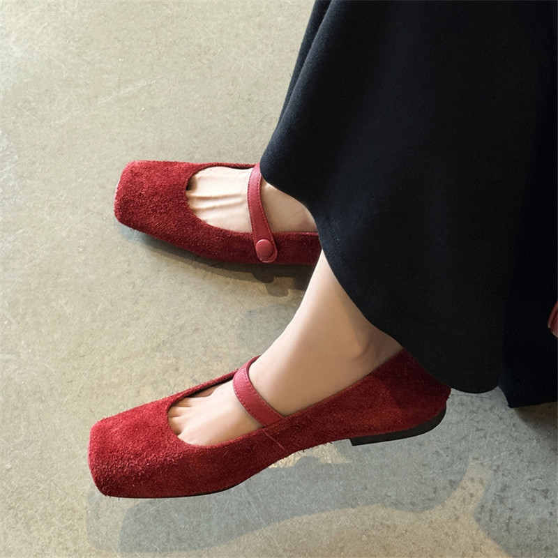 新しい春/秋の起毛牛革女性靴スクエアトゥシューズ女性のための - Shoe Brush のレビューと価格