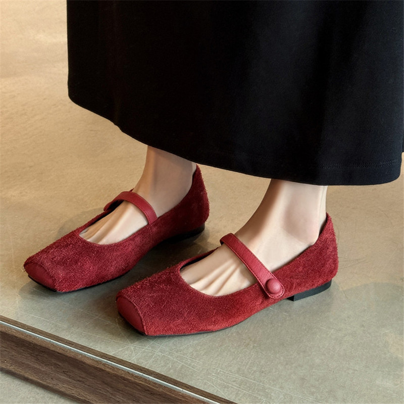 新しい春/秋の起毛牛革女性靴スクエアトゥシューズ女性のための - Shoe Brush のレビューと価格