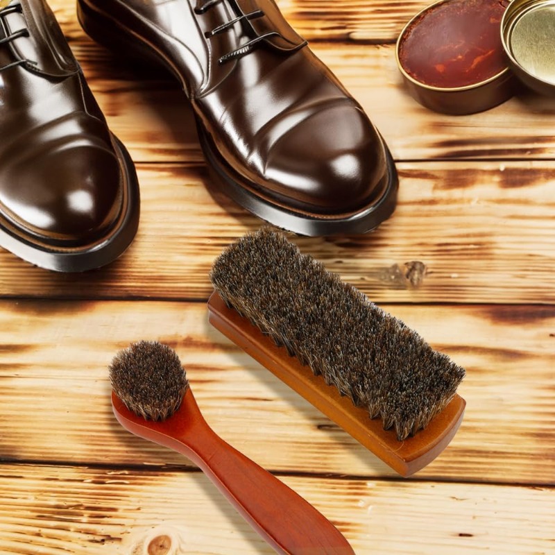 新登場！ 高品質な馬毛ブラシ2本セット。靴やブーツの清掃、お - Shoe Cleaning Brush のレビューと価格